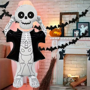Décoration d'Halloween : Grand ballon en aluminium 3D en forme de squelette de personnage de dessin animé, écologique, sérigraphié, pour fête - Product Image 2