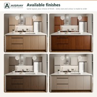 Meuble de cuisine en bois massif avec îlot, design contemporain, livraison en kit, boîtes de rangement en contreplaqué et rangement coulissant