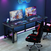 Bureau de jeu noir avec texture en fibre de carbone, poste de travail informatique ergonomique simple pour les joueurs