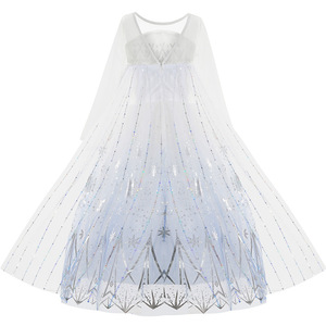 Halloween <span class=keywords><strong>Elsa</strong></span> <span class=keywords><strong>Anna</strong></span> 2 Princess Dress Girls Party Dress con mantello rimovibile accessori corona treccia bacchetta personaggi del film - Product Image 3