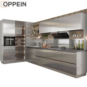 Oppein bán buôn Chất lượng cao Tiểu Luận lắp ráp thiết kế hiện đại thép không gỉ tủ bếp hiện đại cho căn hộ - Product Image 5