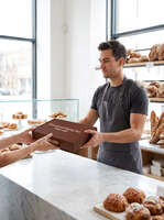 Boîte d'emballage en papier pliable personnalisée pour brownies, gâteaux, biscuits, pains, donuts et produits de boulangerie, de qualité alimentaire, recyclable et imprimée, vente en gros