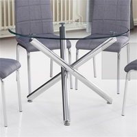 Petite table de salle à manger ronde en verre personnalisée par l'usine Table en verre trempé transparent Table basse de salon