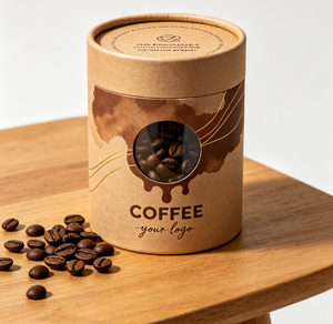 หลอดกาแฟกระดาษคราฟท์รักษ์โลกพร้อมลายฟอยล์สีทอง กล่องทรงกระบอกรีไซเคิลได้สำหรับเก็บเมล็ดกาแฟ - Product Image 2