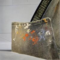 Jean cargo évasé vintage délavé pour homme, avec strass et effet éclaboussures de peinture, style streetwear, fabriqué sur mesure