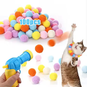 Venta al por mayor de pistola de juguete interactiva para gatos, minilanzador de peluche, juegos de tiro, herramienta de entrenamiento suave elástica para mascotas, venta al por mayor de mascotas para gatos - Product Image 1
