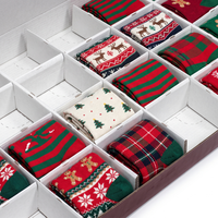 Boîte mystère à ouverture facile personnalisée pour chaussettes, calendrier de l'Avent pliable haut de gamme, boîte de compte à rebours de Noël 24 jours, emballage cadeau OEM