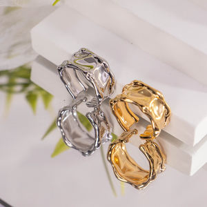 Irregular Texture Open <b>Ring</b> 18K <b>Gold</b> Plated <b>Vintage</b> Statement <b>Ring</b> Unisex Trendy Minimalist Fashion Jewelry Party Daily - Product Image 2