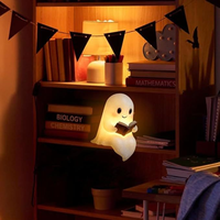 Lampe de nuit LED 4M fantôme mignon lisant un livre, décoration d'Halloween 3D, intérieur, rechargeable, alimentée par batterie, plastique, chambre à coucher, bureau, 2700K