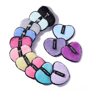 Tampons démaquillants lavables en forme de cœur avec logo OEM super doux pour le visage Tampons démaquillants réutilisables en <span class=keywords><strong>coton</strong></span> microfibre personnalisés - Product Image 5