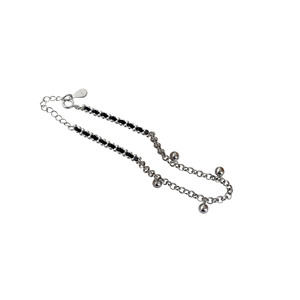 Bracelet en argent sterling 925 avec breloque à pompon en ficelle rouge et noire pour femme, bijou cadeau - Product Image 5