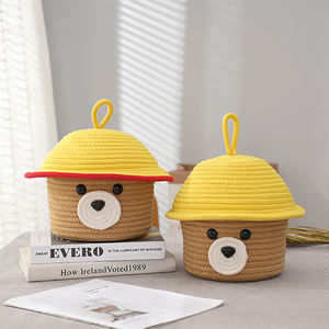 Panier de rangement unique en <span class=keywords><strong>corde</strong></span> de coton tissé mignon pour bébé jouet tissé étagère fourre-tout de rangement doux organisateur de placard mini - Product Image 4