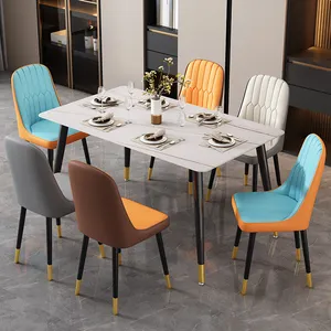 Restaurant Home Modern Comedores Modernos Muebles Leisure Iron Gold Metal Leather Stool Hotel Coffee Dining Chairs