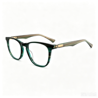 Lunettes anti-lumière bleue rondes personnalisées, monture en acétate à motifs multicolores, branches simples, pour un usage décontracté en extérieur