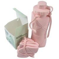 Gobelet d'eau pliable en silicone, gobelet portable, bouteille d'eau pour sports de plein air et voyages, gobelet extensible, bouteille d'eau pliable 600 ml