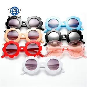 Teenyoun Fashion Cute Children's Sun Glasses Colorful Round Frame Petal Eyeglasses Boys Girls Flower Shaped Sunglasses 2023 New