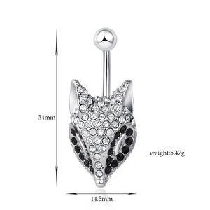 Anillos de Ombligo de Acero Inoxidable con Diseño de Cara de Zorro, Modernos y Sexys, Chapados en Platino con Circonita, para Regalo de Boda - Product Image 6