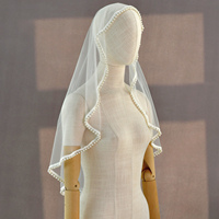 YouLaPan VA28 voile de mariée monobloc sans peigne rond avec masque facial méthodes de port multiples décoration de style de mariage unique
