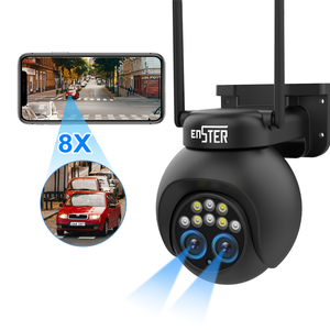 Système de caméra de sécurité WIFI ENSTER pour extérieur, zoom optique 8X, audio bidirectionnel, vision nocturne, étanche IP66, 6,0 MP - Product Image 2
