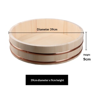 Recipiente de Madera para Mezclar Arroz con Borde Recubierto de Cobre, Estilo Japonés, Uso Comercial en Restaurantes, Origen China, Modelo Recipiente de Madera - Product Image 6