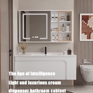 Meuble de salle de bain moderne en bois, à suspendre, avec lavabo et miroir LED – Offre spéciale - Product Image 2