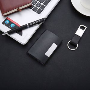 Ensemble cadeau d'affaires personnalisé, porte-clés en cuir PU avec logo personnalisé, porte-cartes et stylos avec impression numérique pour la promotion de la marque d'entreprise - Product Image 2