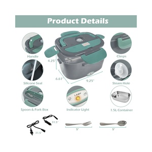 Boîte à <span class=keywords><strong>lunch</strong></span> <span class=keywords><strong>chauffante</strong></span> électrique portable approuvée CE/ETL de 1,5 L avec sac de transport isolé et cuillère à fourchette - Product Image 5