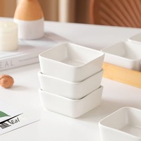 Bol carré en céramique blanc uni minimaliste, empilable, petit plat à condiments pour collations, fruits, vaisselle de restaurant
