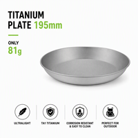 Assiette portable en titane pur pour le camping en plein air avec finition sablée, idéale pour les pique-niques en extérieur