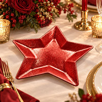 Assiette de service Wojia 13 pouces en forme d'étoile verte, en plastique PP écologique, revêtement poudré, luxe moderne, pour fêtes de Noël et événements, décoration de table