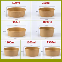 Op maat bedrukte waterdichte, oliebestendige, ronde wegwerp papieren bakjes voor restaurants, geschikt voor magnetron, voor pasta en noedels