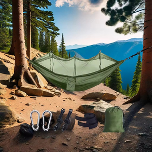 Hamac de camping portable en nylon simple ou double pour l'extérieur, idéal pour la randonnée et le trekking - Product Image 3