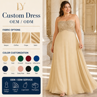 Robe de soirée élégante en mousseline de soie à sequins, bustier, taille empire, coupe trapèze, grande taille, vente en gros