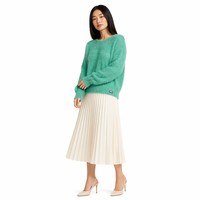 Pull-over personnalisé OEM & ODM pour femme, en maille duveteuse, à manches longues, col rond, automne-hiver, Noël, en acrylique, doux, Ropa De Mujer