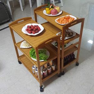 Carrito de cocina de bambú de 3 niveles con ruedas, estante para postres, organizador de almacenamiento móvil para frutas, libros y artículos esenciales para el hogar (OEM/ODM) - Product Image 5