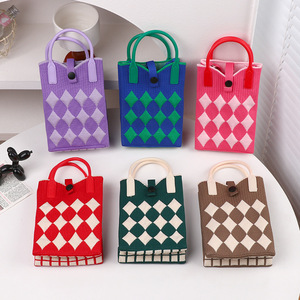 Borsa a <span class=keywords><strong>tracolla</strong></span> <span class=keywords><strong>mini</strong></span> in maglia con cinturino regolabile multiuso, nuova borsa tote casual alla moda in maglia per donna, per uscite quotidiane - Product Image 3