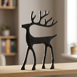 Sculpture Moderne de Renne en Métal, Figurine Artistique de Cerf Faite à la Main en Aluminium pour Décoration de Noël et de la Maison - Product Image 2