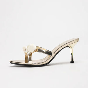 4302A-57 nuove scarpe da donna con tacco alto a fiori di perle aperte scarpe con sandali per pantofole da donna - Product Image 2