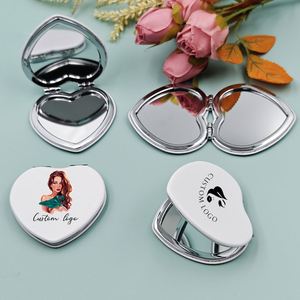 Make Your Logo Pu <b>Mirrors</b> Bling <b>Mirror</b> Rhinestone Hand Held Heart Shape PU Makeup Lash <b>Mirror</b> for Cosmetics - Product Image 3