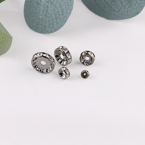 Gunmetal Rhinestone Beaded Loose Beads 4MM 5MM 6MM 8MM 10MM 12MM Round <b>Spacer</b> Beads For Jewelry Making DIY Bracelet Necklace - Product Image 3
