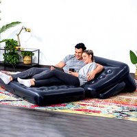 75054 Canapé gonflable double en PVC 5-en-1 pour l'extérieur, la randonnée, le camping, le salon, la chambre, avec pompe