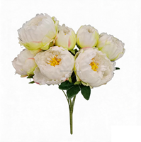 Bouquet de pivoines rose foncé à 7 têtes, fleurs en soie, centre de table 48 cm, style européen, décoration de Noël et de mariage pour la maison et le bureau - Vente chaude