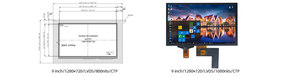 จอแสดงผลความสว่างสูงขนาด9นิ้ว1024x600พิกเซลความสว่าง1000นิตหน้าจอ IPS LVDS TFT LCD พร้อมระบบสัมผัสแบบคาปาซิทีฟ - Product Image 4