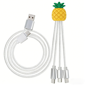 Cable de Carga 4 en 1 con Diseño de Piña, Bonito y Duradero, Cable de Carga Trenzado de 47 Pulgadas para Múltiples Dispositivos, Tipo C, USB A - Product Image 1