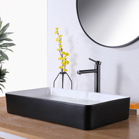 Robinet de salle de bain à col long en laiton massif, finition bronze canon, pour eau chaude et froide