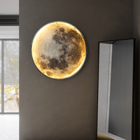 Lampe ronde LED en forme de lune pour le salon, pour la décoration de l'arrière-plan du canapé et l'éclairage du plafond de la chambre à coucher, lumière lunaire murale