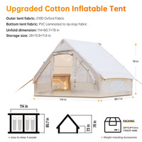 Tente de camping gonflable en toile imperméable et en coton pour le glamping, tente de camping familiale personnalisée pour 5-6 personnes