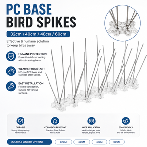 Piques anti-oiseaux en <span class=keywords><strong>PC</strong></span> massif résistant aux UV, écologiques, pour extérieur, anti-pigeons, répulsif pour chats, pour toits, murs, clôtures et avant-toits, sécurité - Product Image 1