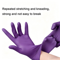 Gants en nitrile jetables Brillink pour usage domestique, couleur violette, sans poudre, sans latex, imperméables, compatibles écrans tactiles, taille moyenne, résistants et durables, pour la manipulation des aliments