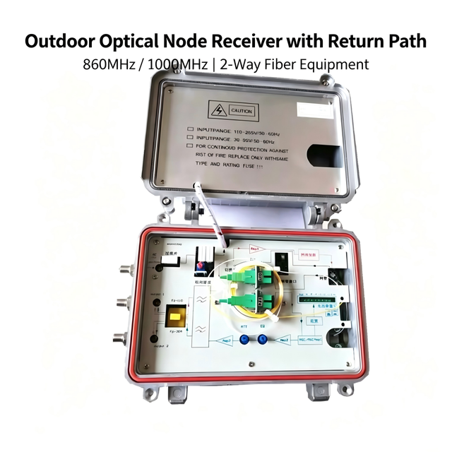 Outdoor optical node receiver with return path 860MHz 1000MHz 2-channel fiber optic equipment